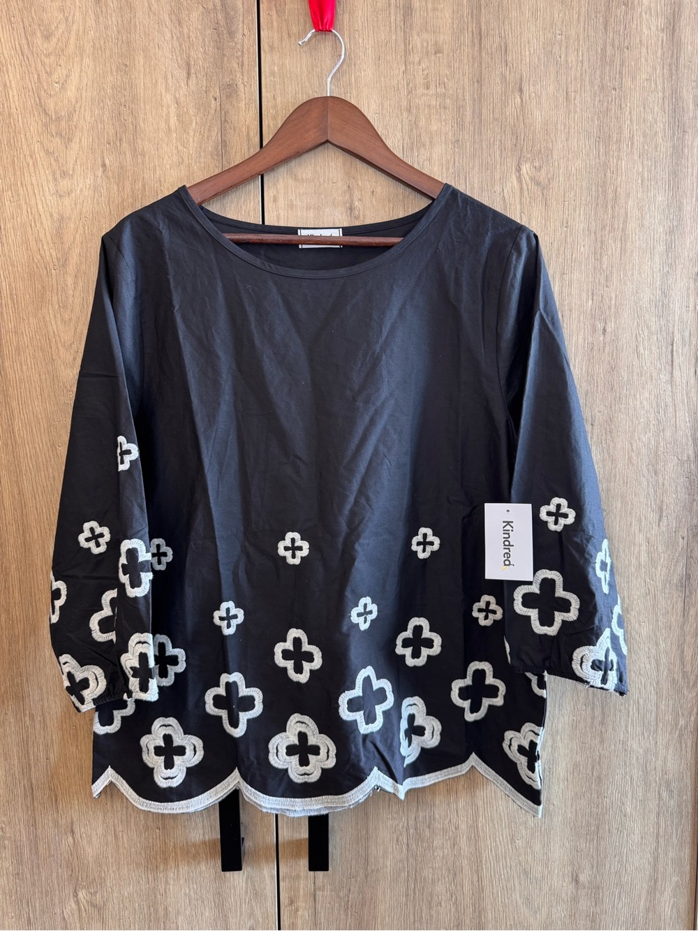 Anthropologie Kindred Women Boho Embroidered Whimsigoth Short Sleeve Blouse XL